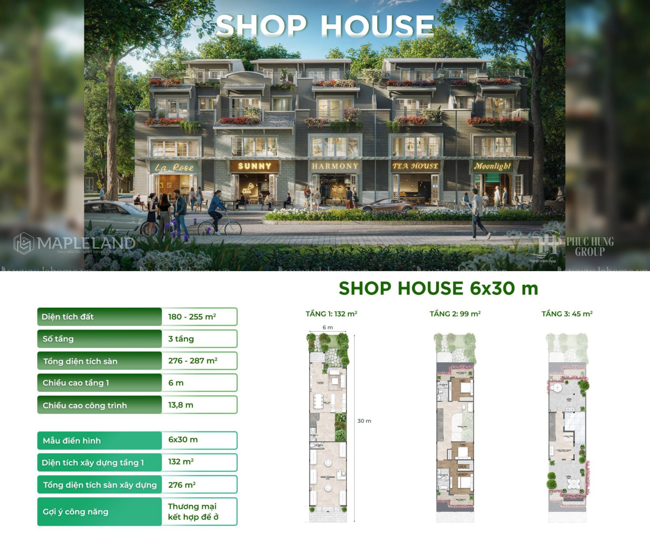 Eco Retreat Dòng Shophouse 6x30m