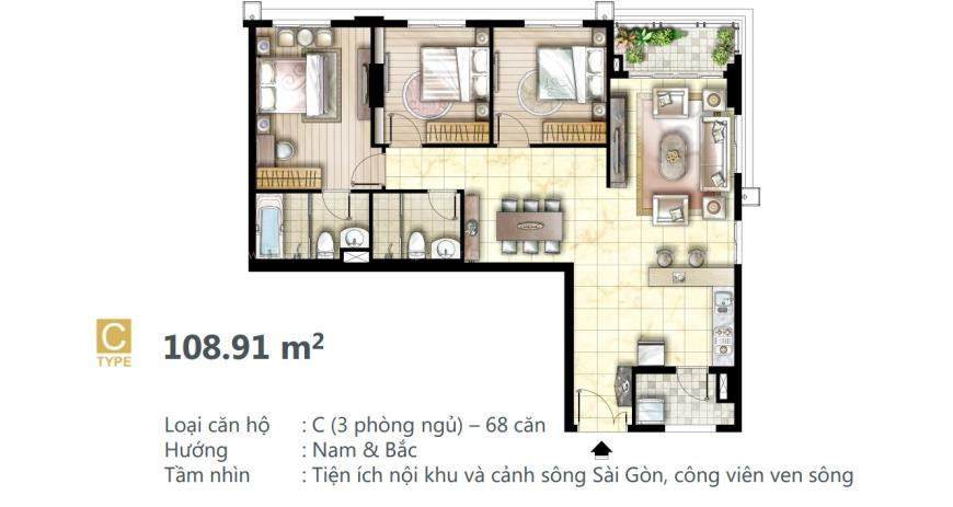 Căn hộ loại C dự án Docklands Sài Gòn